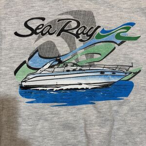 Sea Ray Boats Logo Crewneck Sweatshirt Gray Fleece Lined Tagless Fits Mens L
